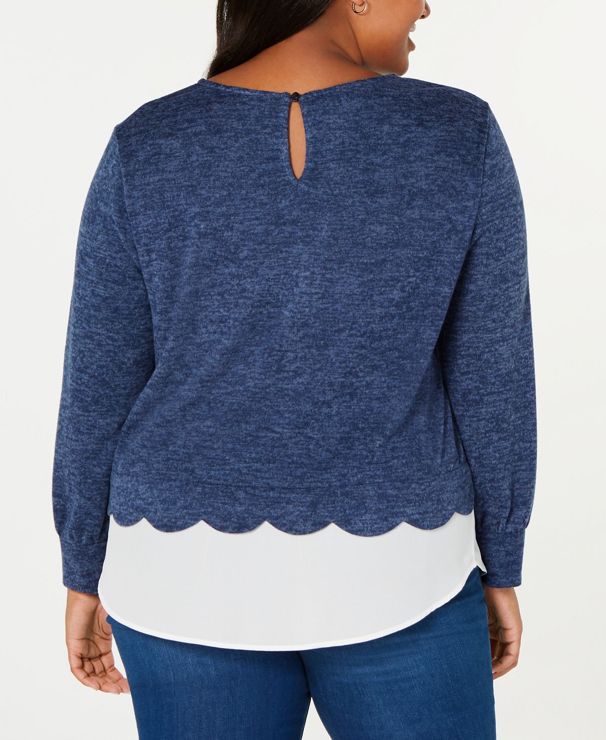Monteau Women's Trendy Plus Layered Look Top Blue Size 3X