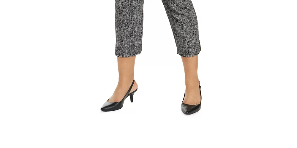 Alfani Women's Plus Size Printed Cropped Pull-On Pants Black Size 14W