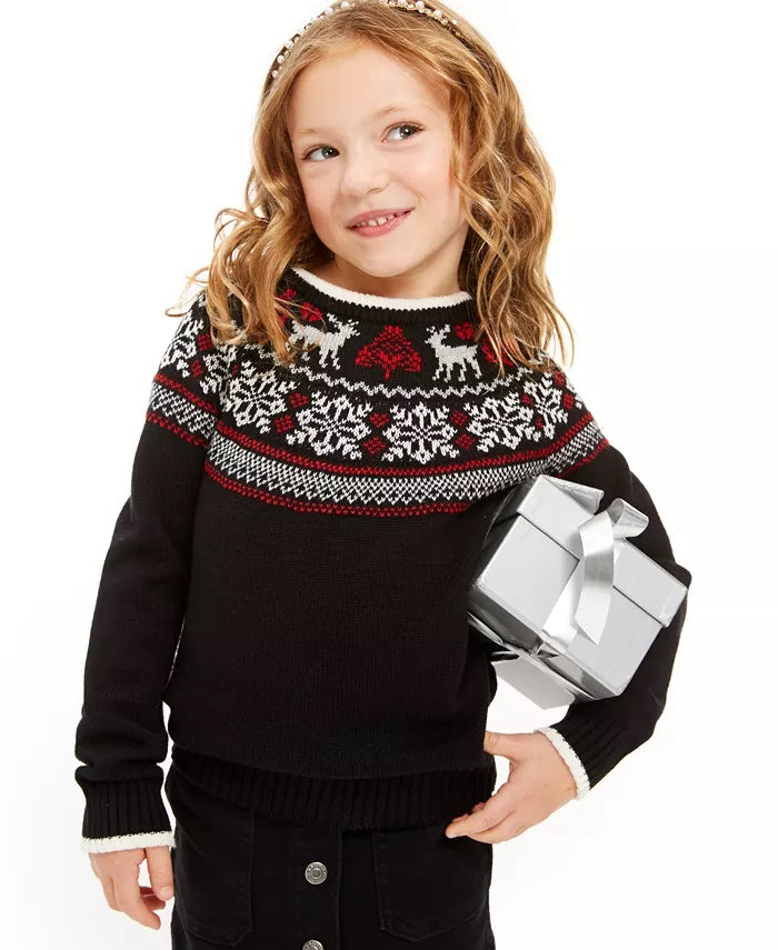 Charter Club Little Girls Fair Isle Family Sweater Black Size 6X
