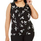 Calvin Klein Women's Plus Wear To Work Printed Blouse Black Size 1X