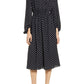Anne Klein Women's Dot Print Smocked Waist Dress Black Size X-Small