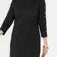 Karen Scott Women's Boat Neck Studded Dress Black Size PL