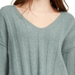 Pink Rose Junior's Ribbed Raw Hem Sweater Green Size Large