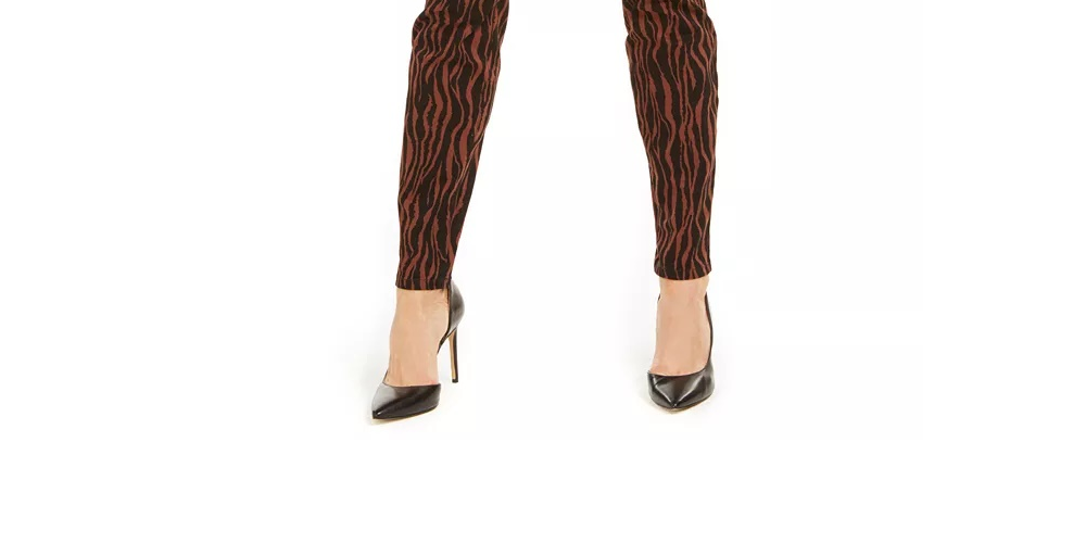 INC International Concepts Women's Printed Curvy Fit Skinny Jeans Brown Size 14