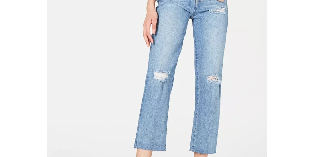 Kendall + Kylie Women's Ripped Cropped Jeans Blue Size 28