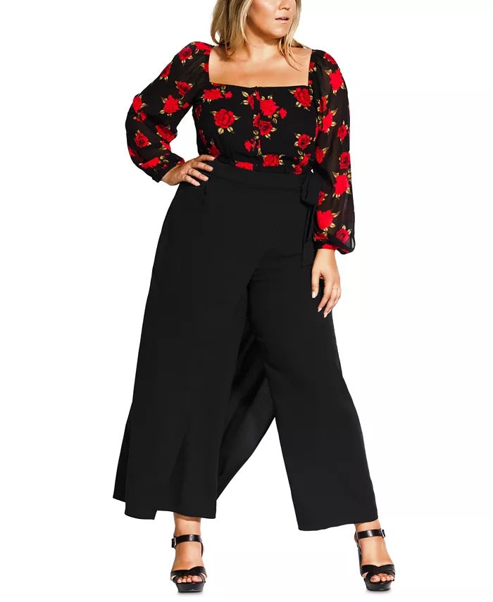 City Chic Women's Trendy Plus Wrap Palazzo Pants Black Size 18W