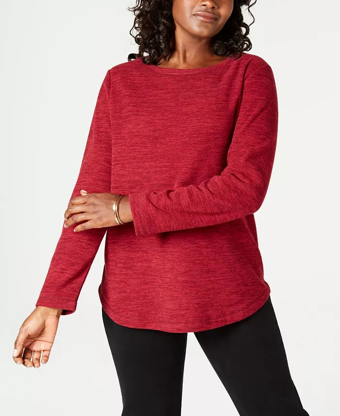 Karen Scott Women's Marled Sweatshirt Red Size Petite Small