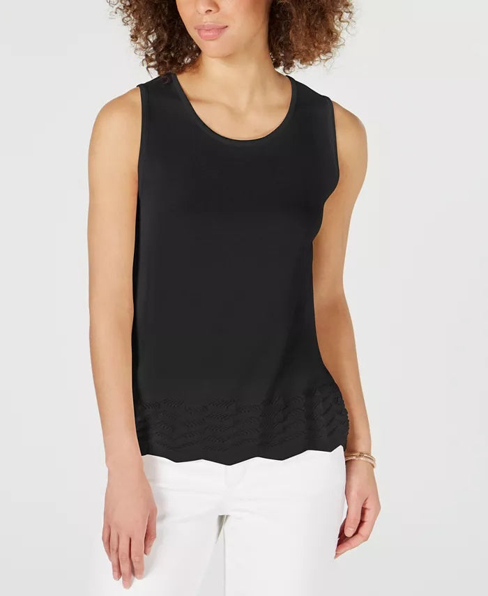 Charter Club Women's Sleeveless Zigzag Sweater Black Size X-Large