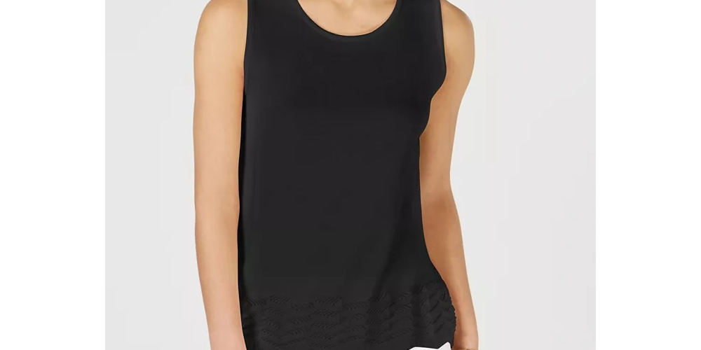 Charter Club Women's Sleeveless Zigzag Sweater Black Size X-Large