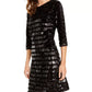 INC International Concepts Women's Petite Sequinned Velvet Sheath Dress Black Size Small