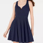 B Darlin Women's A Line Dress Open Back V Neck Blue Size 15/16