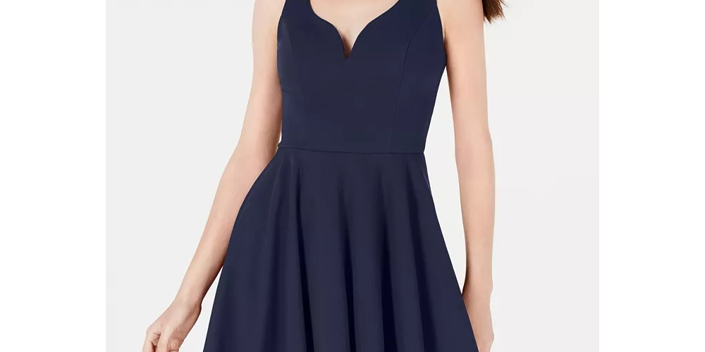B Darlin Women's A Line Dress Open Back V Neck Blue Size 15/16