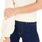 Bar III Women's Long Sleeve Asymmetrical Neckline Sweater White Size Large