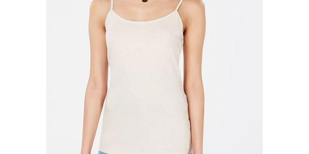 Maison Jules Women's Sleeveless Shirt Cami Beige Size X-Large