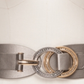 INC Women's Double-Ring Rhinestone Interlock Stretch Belt Gray Size 2X