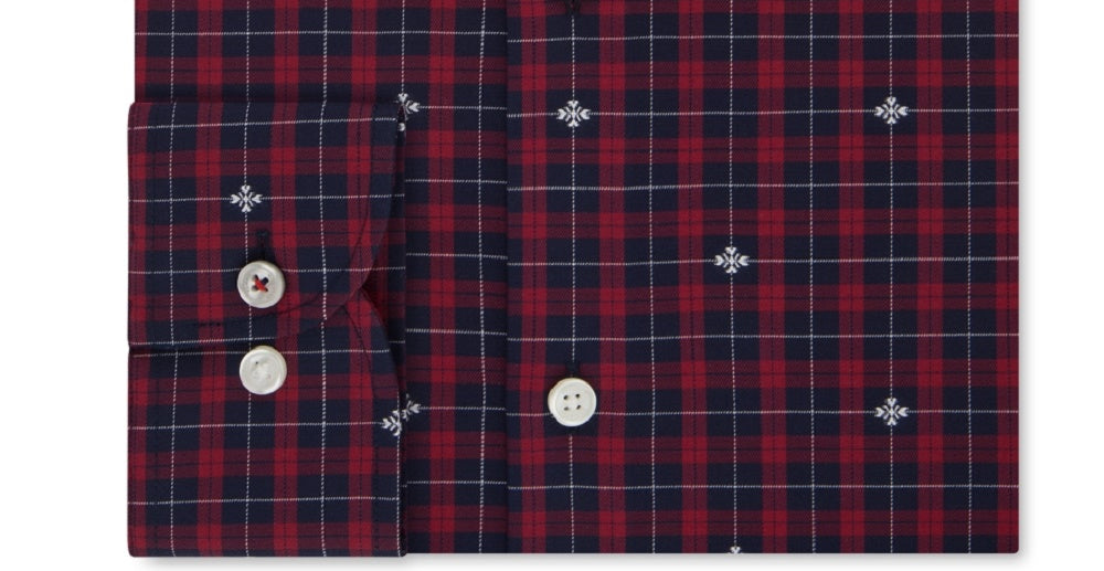 टॉमी हिलफिगर पुरुषों की स्लिम-फ़िट चेक ड्रेस शर्ट लाल साइज़ XL