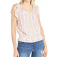 INC International Concepts Women's Striped Smocked Top  White/Blue Size Large
