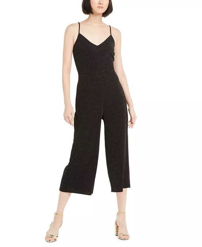 Monteau Women's Cropped Jumpsuit Black Size M