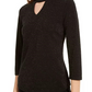 Monteau Women's Metallic Mock-Neck Top Black Size Petite X-Large