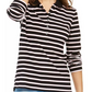 Tommy Hilfiger Women's Long-Sleeve Polo Shirt Navy Multi Size Small