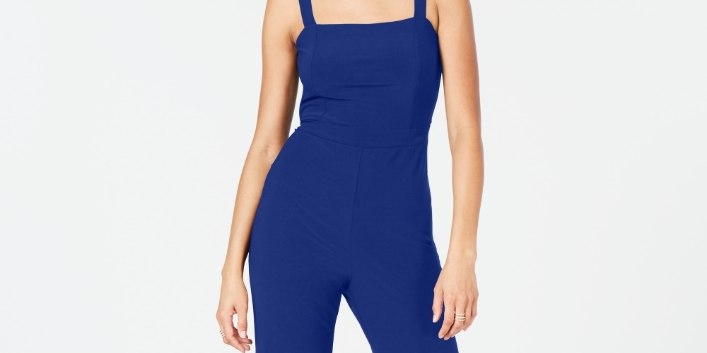 INC International Concepts Women's Sleeveless Wide-Leg Party Jumpsuit  Blue Size 10 Petite