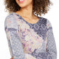 Style & Co Women's Printed Knit Top Blue Size M