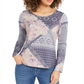 Style & Co Women's Printed Knit Top Blue Size M