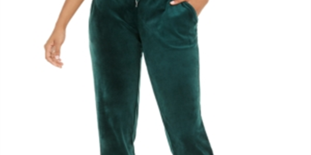 Ideology Women's Velour Joggers Green Size XX-Large