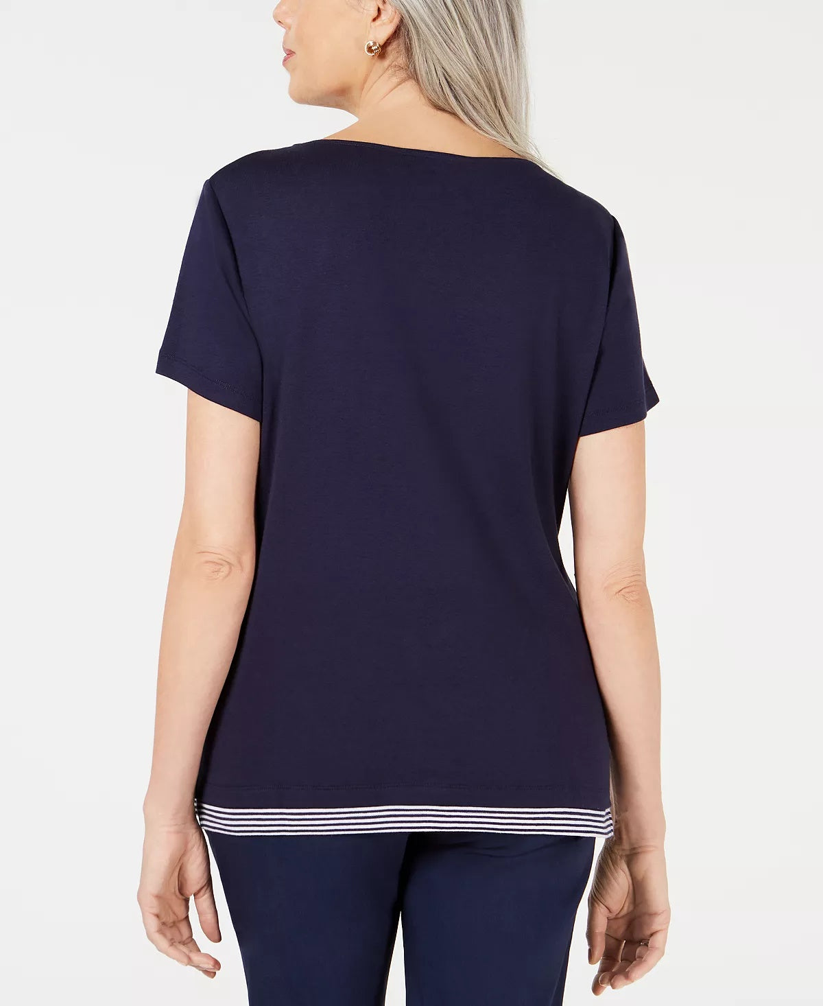 Karen Scott Women's Cotton Star Print Top Blue Size Small