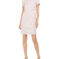 Anne Klein Women's Short Sleeve Jewel Neck Above the Knee Shift Dress Pink Size 12