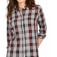 Charter Club Women's Plaid Cotton Button Up Shirt Black Size Petite Small