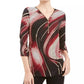 JM Collection Women's Printed Zipper-Trim Tunic Black Size Small