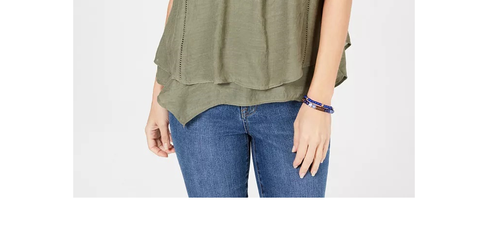Style & Co Women's Lace Trim Swing Top Beige Size Small