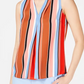 Bar III Women's Striped Inverted Pleat Blouse Brown Multi Size X-Small