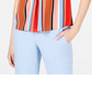 Bar III Women's Striped Inverted Pleat Blouse Brown Multi Size X-Small