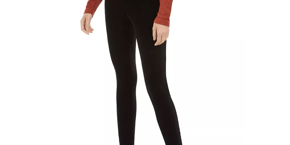 INC International Concepts Women's Velvet Pull On Skinny Pants Black Size 2