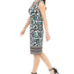 JM Collection Women's Printed Beaded Sleeveless Dress Black Size -S