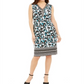 JM Collection Women's Printed Beaded Sleeveless Dress Black Size -S