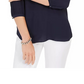 JM Collection Women's Split Neck Tunic Blue Size X-Small