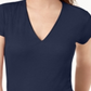 INC International Concepts Women's Ribbed V Neck Top Blue Size XXL