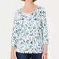 Karen Scott Women's Audra Oasis Printed Top Green Size PS/M