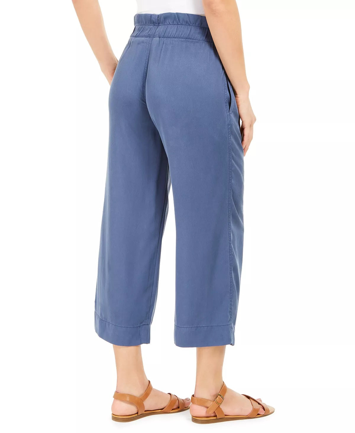 Style & Co Women's Paperbag Waist Wide Leg Pants Blue Size Medium