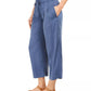 Style & Co Women's Paperbag Waist Wide Leg Pants Blue Size Medium