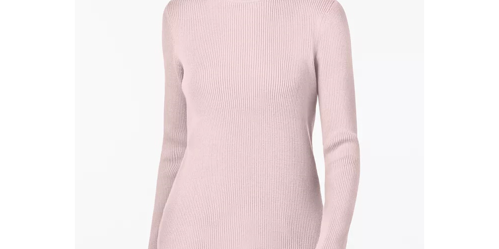 Karen Scott Women's Cotton Ribbed Turtleneck Top Pink - Size X-S