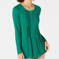 Style & Co Women's Long Sleeve Scoop Neck Blouse -Black Size X-Small