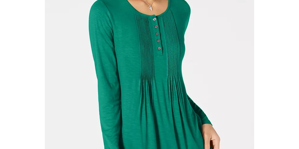 Style & Co Women's Long Sleeve Scoop Neck Blouse -Black Size X-Small