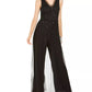 Adrianna Papell Women's Petite Embellished Wide-Leg Jumpsuit Black Size 12 Petite