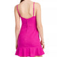 Crystal Doll Juniors' Flounce-Hem Bodycon Dress Brght Pink Size 11