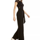 BCX Juniors' Lace-TrimWide-Leg Jumpsuit Black Size 15