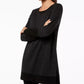 Ideology Women's Long-Sleeve Tonal-Stripe Tunic Black Size X-Small